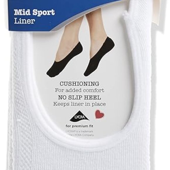 Peds Zoned Cushion Mid Cut No Show Socks, White Women Shoe Size 8-12 - Picture 1 of 4
